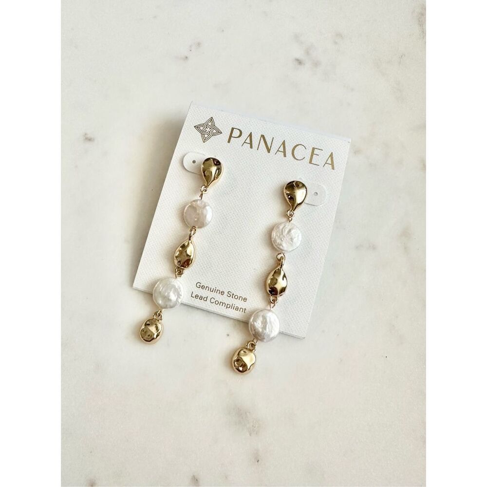 Panacea Gold And Pearl Dangle Earrings 25$